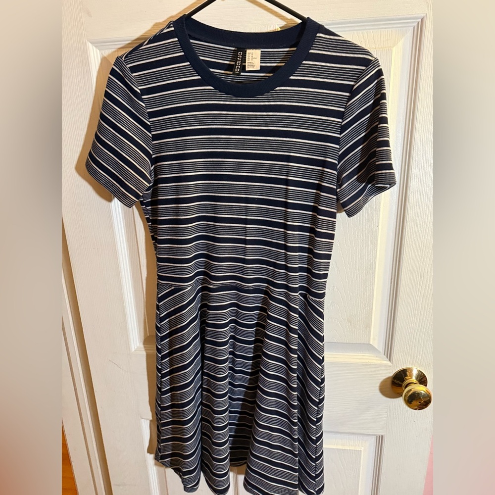 H&M Divided Blue Striped Skater Dress